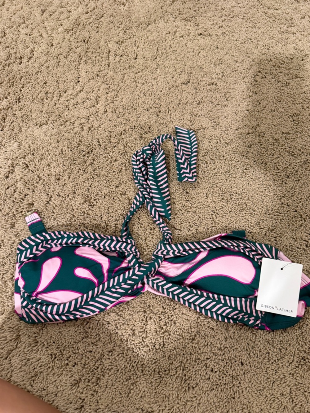 Nwt Gibson latimer pink and green bikini top